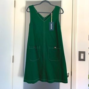 NWT Modcloth green dress pockets back zipper sz M